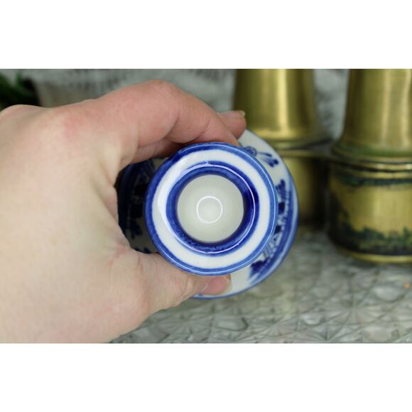 Set of Two Nobel Ban Delft Blue Candle Stick Holders - Picture 12 of 13